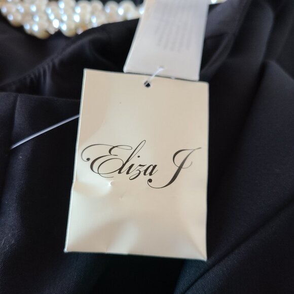 ELIZA J EMBELLISHED NECK- BLACK SHEATH SLEEVELESS DRESS - SIZE 14 - Picture 9 of 16